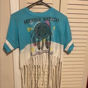 Kids Fringe T-Shirt - Blue and White